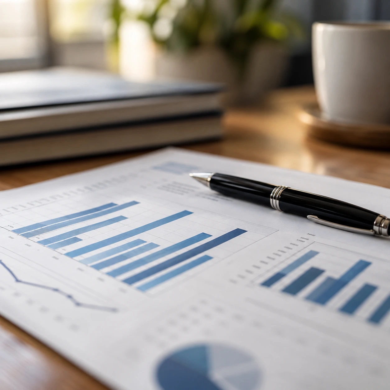 Informe financiero con gráficos de ingresos